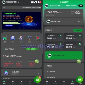 运营版量化机器人/虚拟币投资理财源码/PC落地页/前端vue-大发海外源码