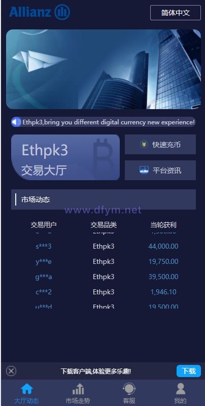28二开微交易系统/虚拟币跟单系统/多语言USDT充值-大发海外源码